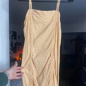 yellow & pink checkered dress